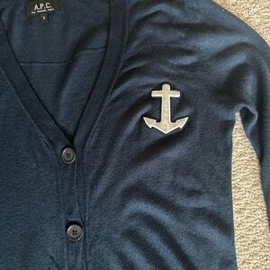 A.P.C. Dark Blue V-Neck Sweater